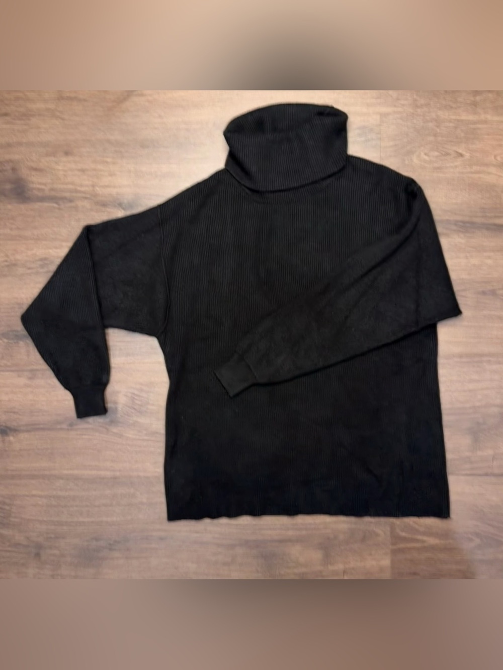Free People Black Ribbed Turtleneck Sweater